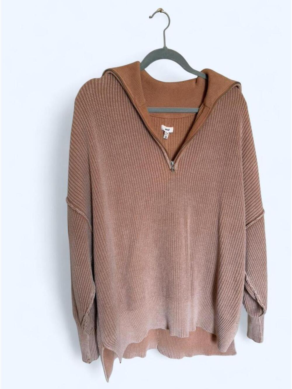Aerie tan quarter zip size medium